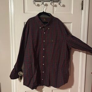 Tailorbyrd Men's 3XL Button Down Plaid Shirt 100% Cotton